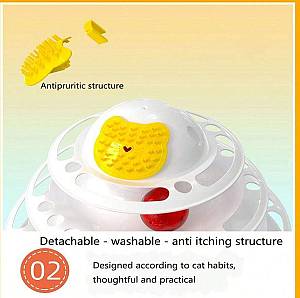 Πολυ-παιχνίδι γάτας πύργος με πολύχρωμες μπαλίτσες 30cm x 24,5cm x 24,5cm