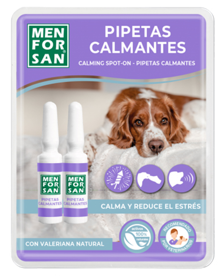 Αμπούλες Calming no stress για σκύλους Men For San. Καταπραϋντικό με αιθέριο έλαιο βαλεριάνας