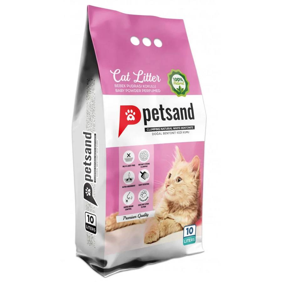 Άμμος υγιεινής Γάτας Petsand. Άρωμα Baby Powder. Λευκός μπεντονίτης.