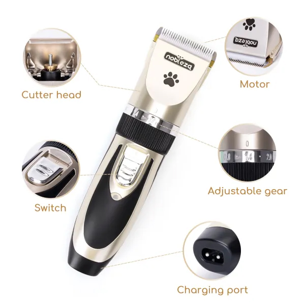 Nobleza Pet Electric Clipper. Κουρευτική μηχανή για σκύλους και γάτες με 4 χτένες 17.6x4.5x4.2cm