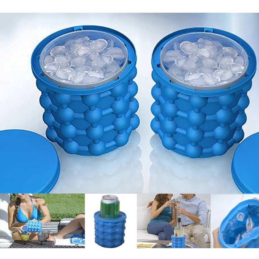 Ice cube maker Genie. Φτιάχνει εύκολα παγάκια. Παγοκύστη. Σαμπανιέρα. 3 σε 1. Σιλικόνης.