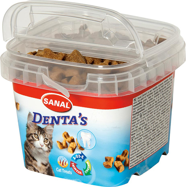 Sanal Dentas Λιχουδιές Σνακ Γάτας 75gr Με βιταμίνη Α, D3 και Ε. Προστατεύει δόντια και ούλα.