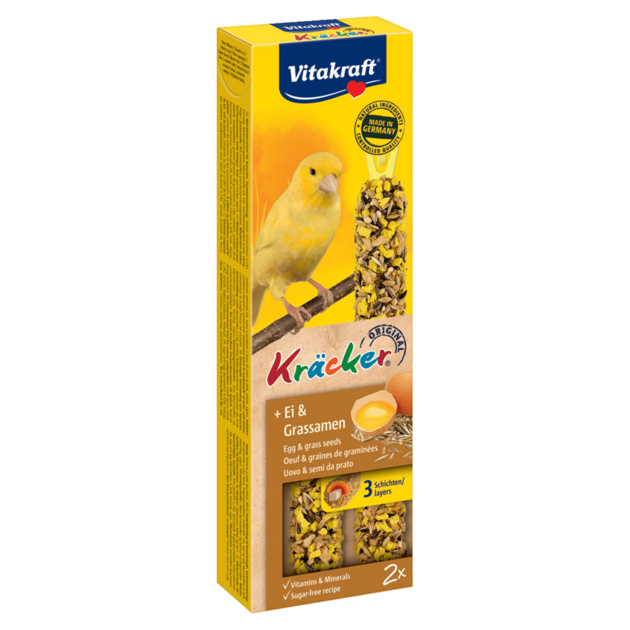 Vitakraft crackers egg canaries, 2τμχ με σπόρους, μέλι και σουσάμι σε φυσικό ξύλο